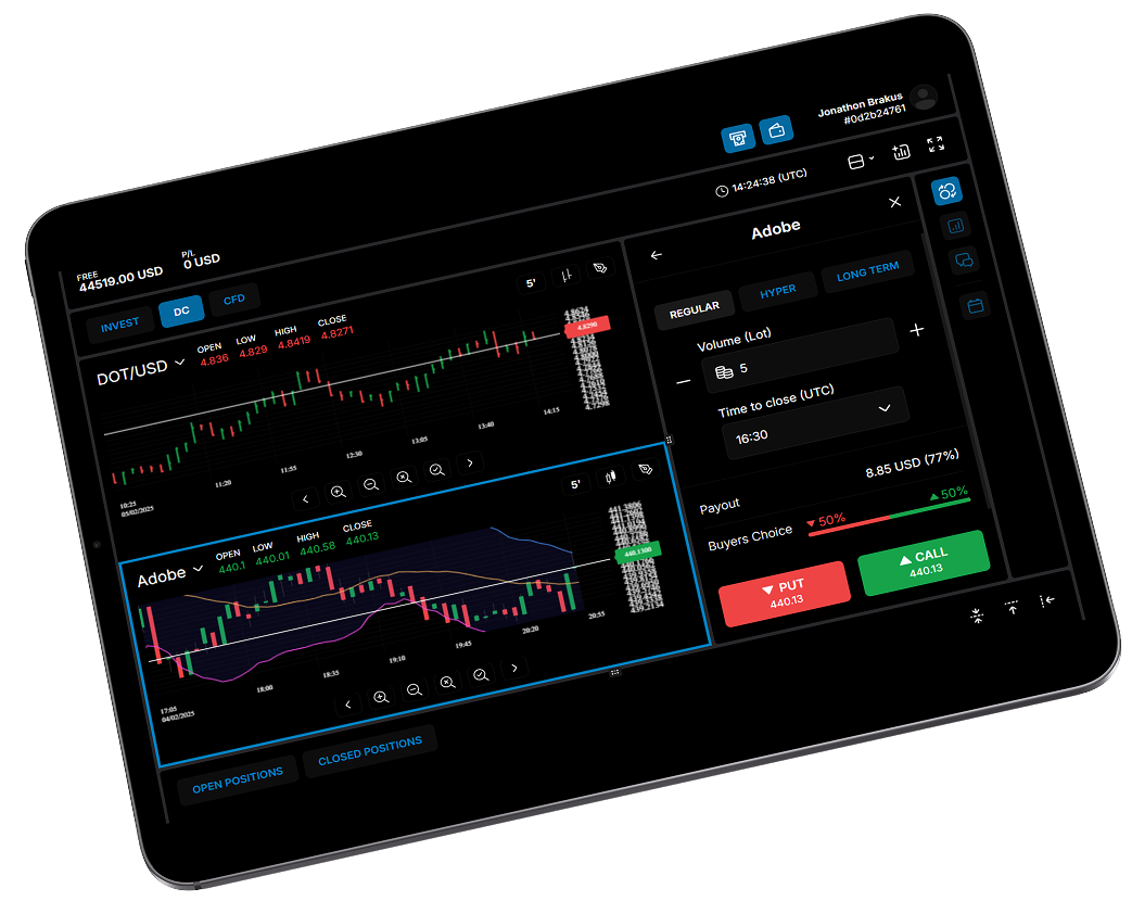 trading platform on laptop